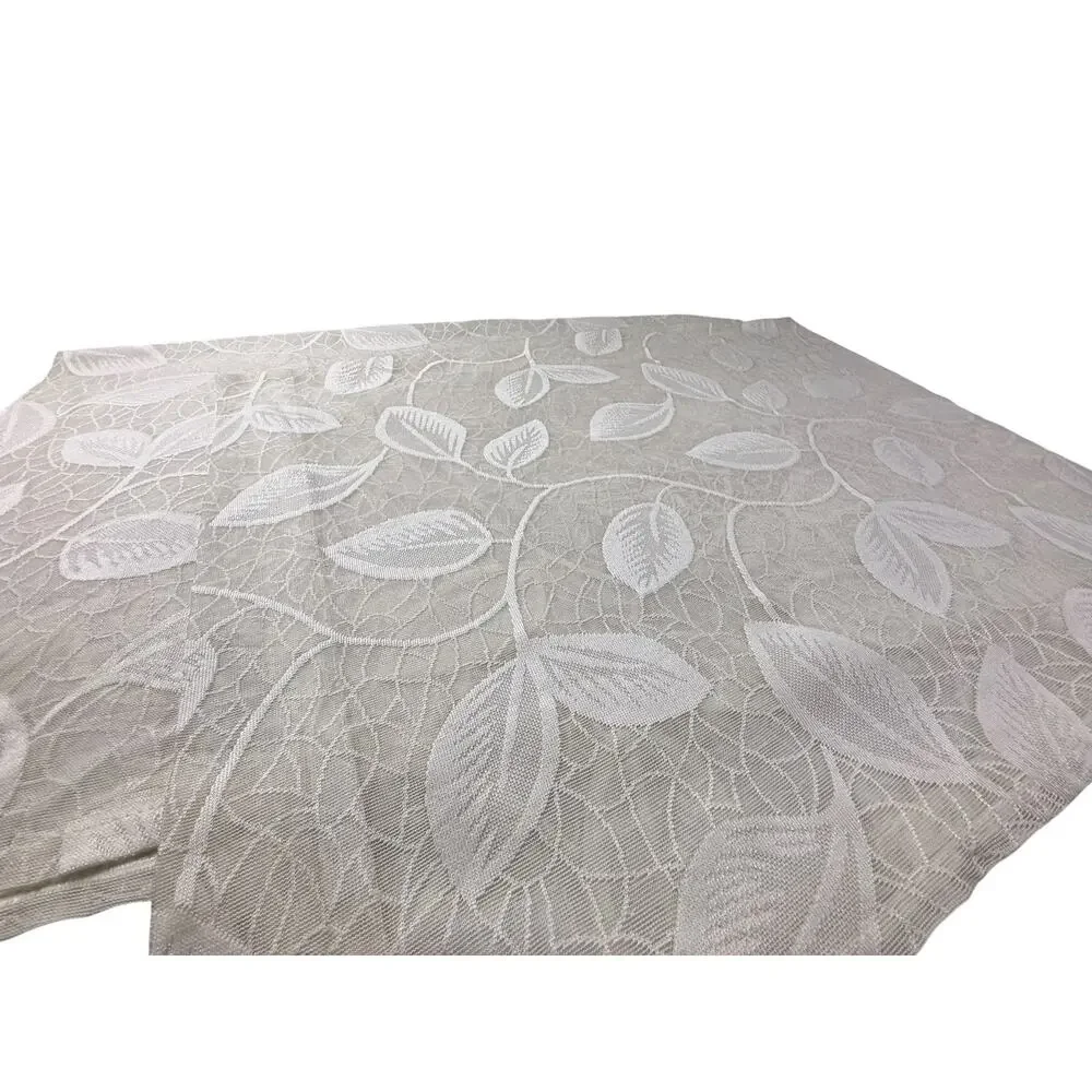 Single Vintage Beige Sheer Leaf Curtain Drape Floral Vine Print 1 Panel 82 Long